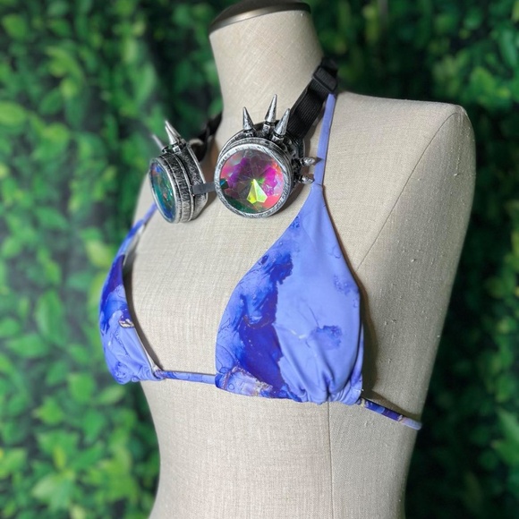 3-piece Dark Blue Marble Print Skirt Set. - Picture 3 of 4